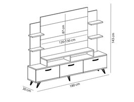 Hanah Home Diana Mueble de TV Blanco y Nogal